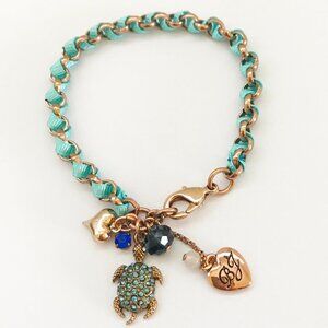 Betsey Johnson Sea Turtle Rhinestones Charms Bracelet